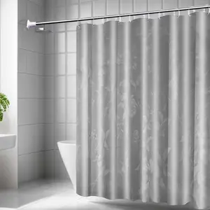 3D Textured Gray Shower Curtain - Light Luxury PEVA Waterproof Durable Mildew Resistant Bathroom Curtain with Hooks