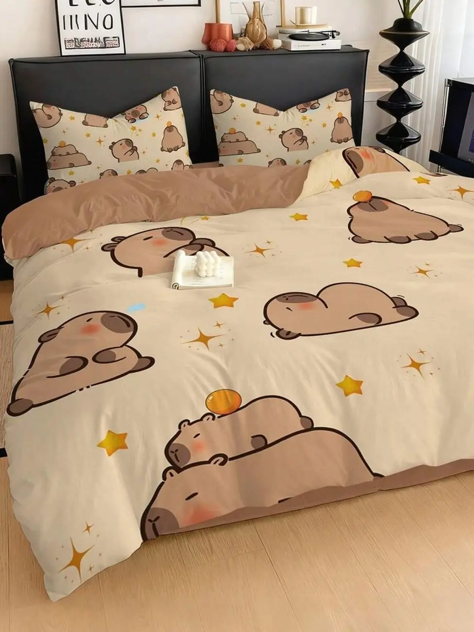2/3PCS Capybara Duvet Cover Set, Cute Animal Bedding, Soft Breathable Quilt Cover with Pillowcases, No Insert, Kids Bedroom Decor