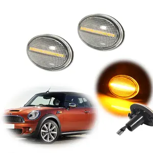 2pcs For MINI Cooper R55 R56 R57 R58 R59 Clear Amber LED Side Marker lamps Lights,Replace OEM 63132751503, 63132751504, 63137292769,63137292770
