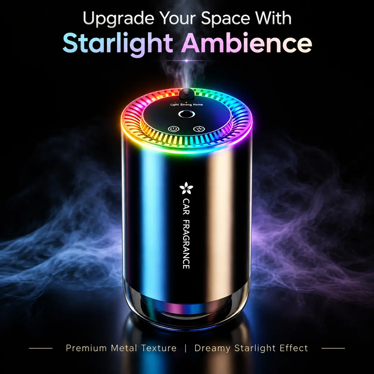 All-season car aromatherapy device - smart 3-level fragrance diffuser, includes 1 bottle of 50 ml marine essential oil, 7 ambient lights + starry sky top, suitable for home, car, and office aromatherapy