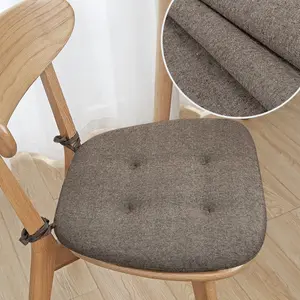 Thickened Chair Cushion with Ties – U-Shaped Linen Seat Pad for Dining Chairs, Breathable & Non-Slip Mat for Home Office Student Desk