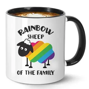 Rainbow Sheep of the Family Mug – 11oz Ceramic Funny Coffee Tea Cup, LGBT Novelty Pride Cup, Birthday Gifts, Christmas Gift for the Colorful Black Sheep, Pride Mug for Men & Women - Gag Gift for Gay Pride
