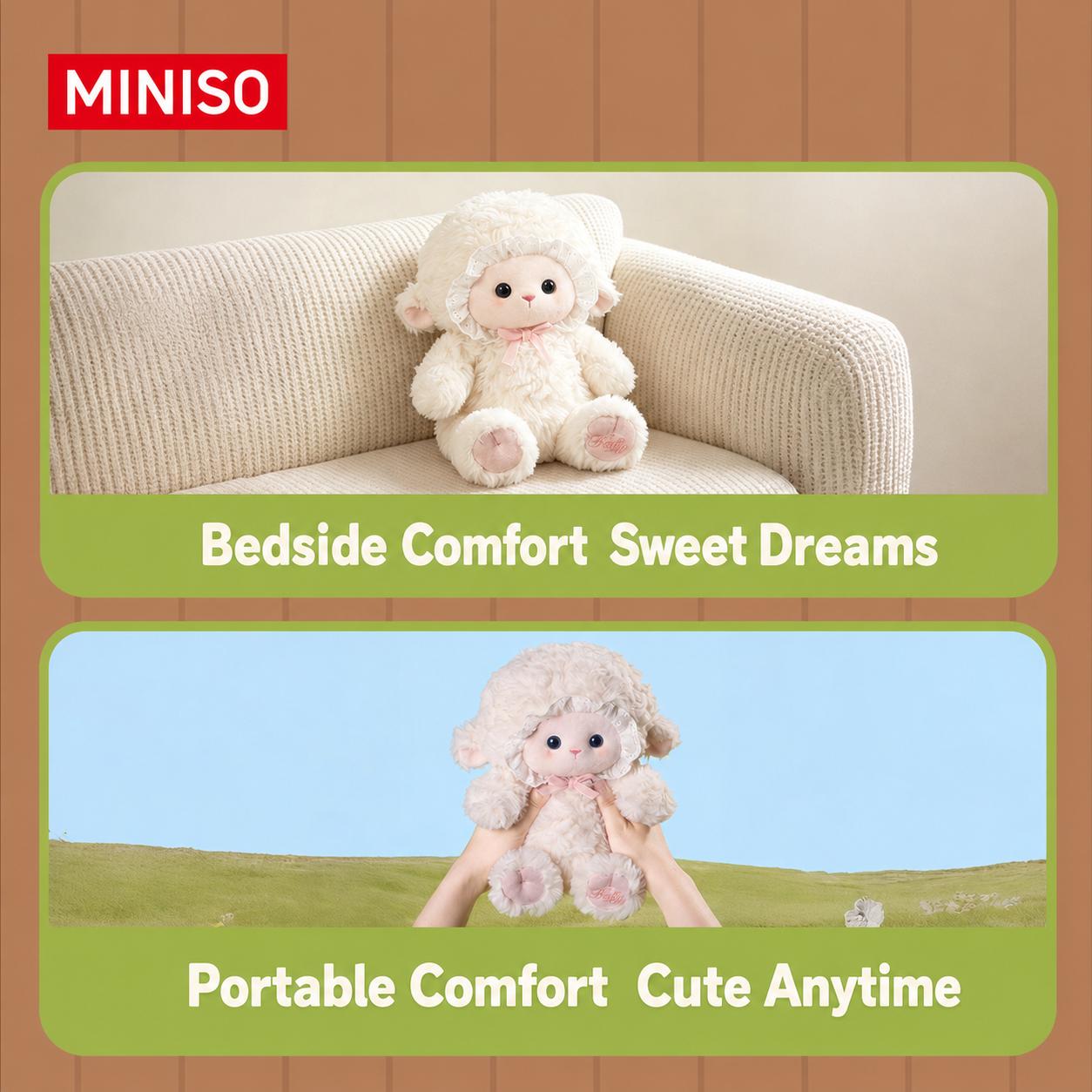 MINISO Best Buddy Series Cute Sheep Plush Doll - Huggable Stuffed Animal, Kids Favorites, Soft Fluffy Plush Animal Toy, Ideal for Bedroom Use, Warm Daily Companion, Soft Stuffed Toys, Back To School, Fluffy Stuffed Toys