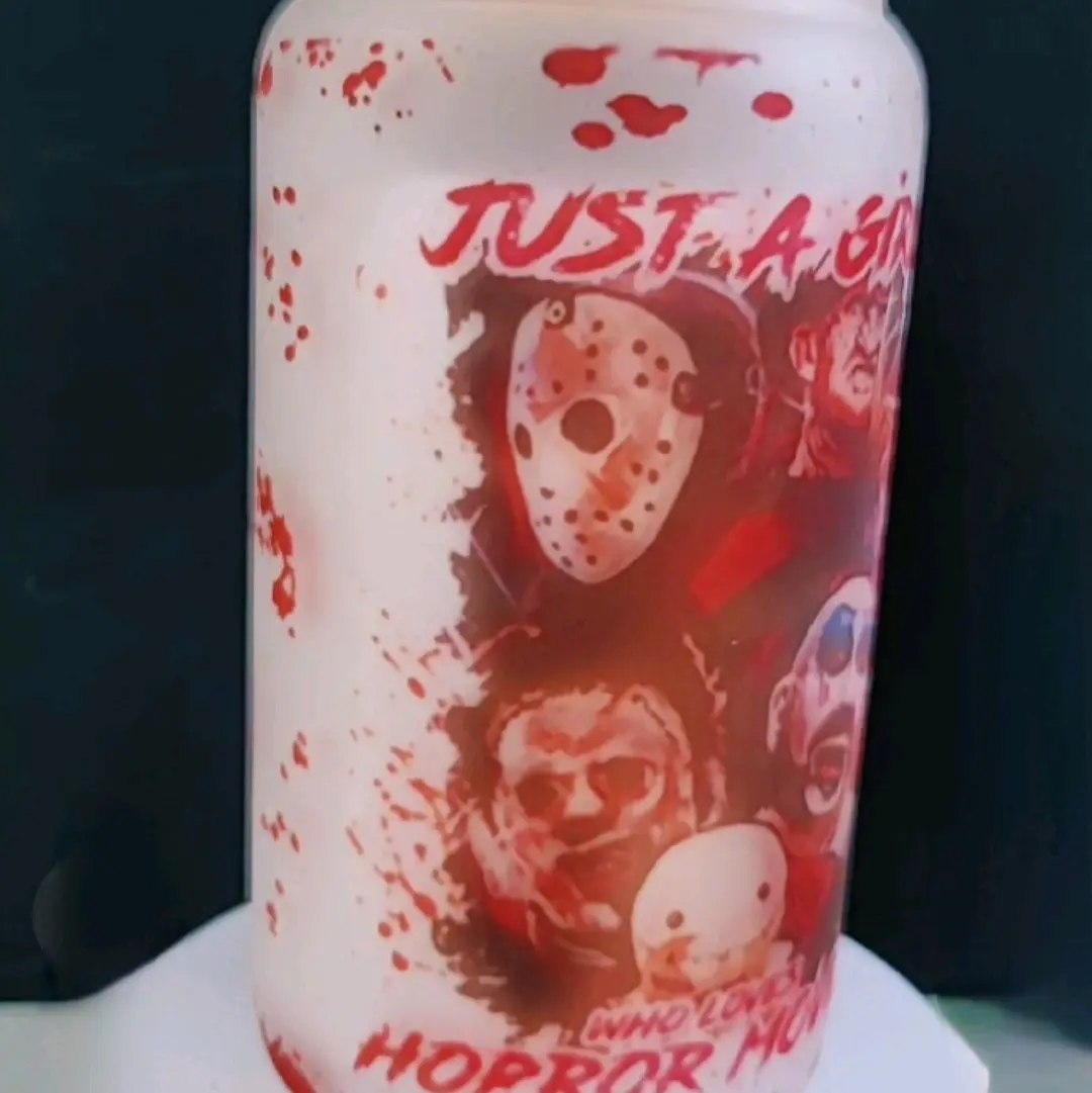 Horror- Just a Girl Bamboo Bottle Reusable Water Bottles Lid Glass Drinkware Bottled