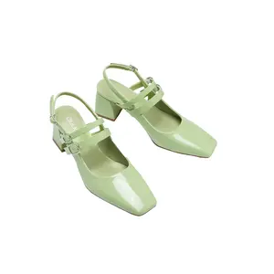 Cider [4 colors, size 6-11] Point Toe Slingback Chunky Heels