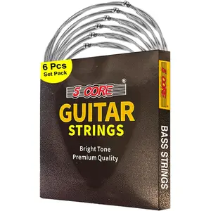 5 Core Electric Guitar Strings Brass Phosphor Bronze Extra Light Gauge High Carbon Steel Core Bright & Powerful Tone 6 String Set for All Electric Guitars (GS EL BSS 6PCS)