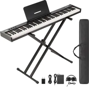 【Christmas Gift】88 Key Electric Keyboard Piano-Portable Full Size Digital Piano With Stand-Sustain Pedal-Headphones-Power Adapter-Carrying Bag