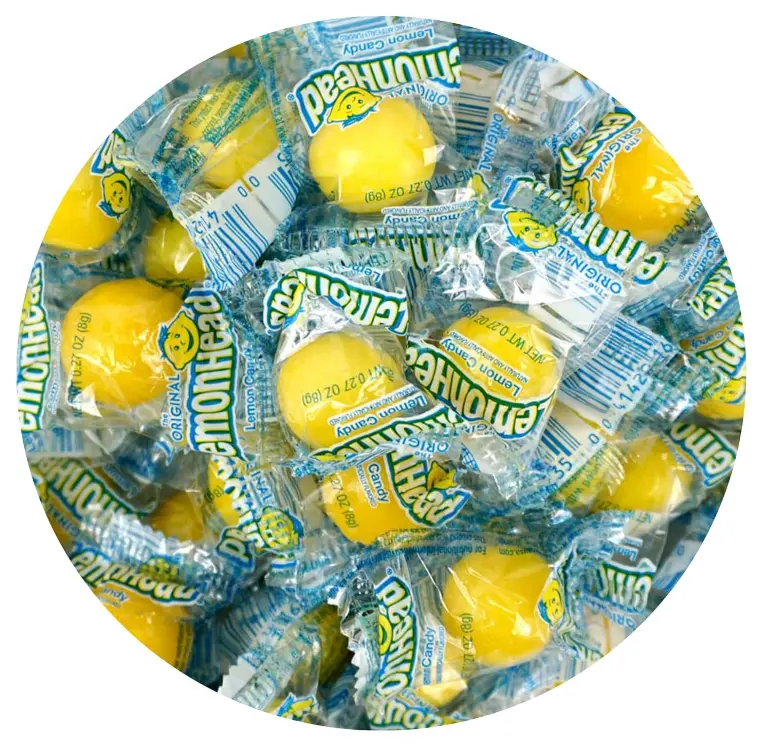 Lemonheads Candy, 1lb Bulk Bag (Approximately 60 pieces), Sour Hard Candies, Yellow Candy, Indvidually Wrapped Lemonhead Bulk Candies