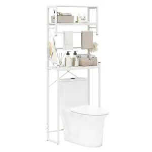COSTWAY - Over the Toilet Storage Rack 3-Tier Over Toilet Bathroom Organizer with Towel Holder-White