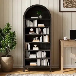 71" Tall Arched Bookcase, 7-Tier Freestanding Open Bookshelf with Adjustable Shelves for Living Room Office