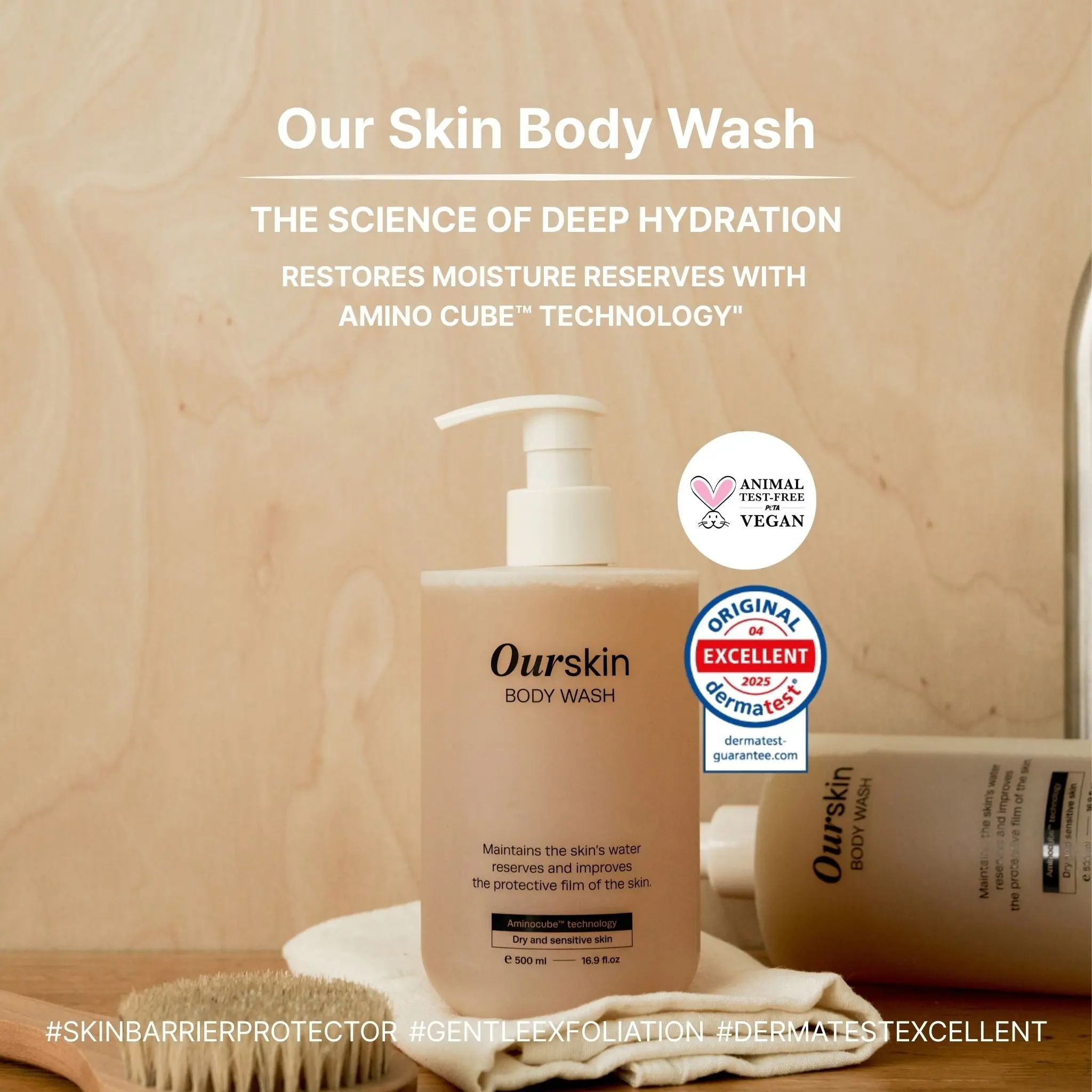 Mongdies Our Skin Body Wash | Amino Cube™ Moisture Technology | Low pH Daily Cleanser for Sensitive & Family Skin | Clinically Tested Moisture Care | Vegan & EWG Green Grade | 16.9 fl oz