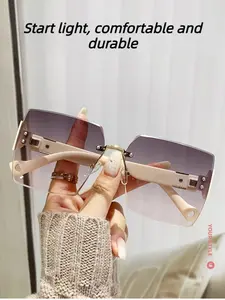 Frameless Sunglasses Women Square Slimming Summer New UV Protection Sun Glasses, Stylish Eyewear for Outdoor Activities & Daily Wear