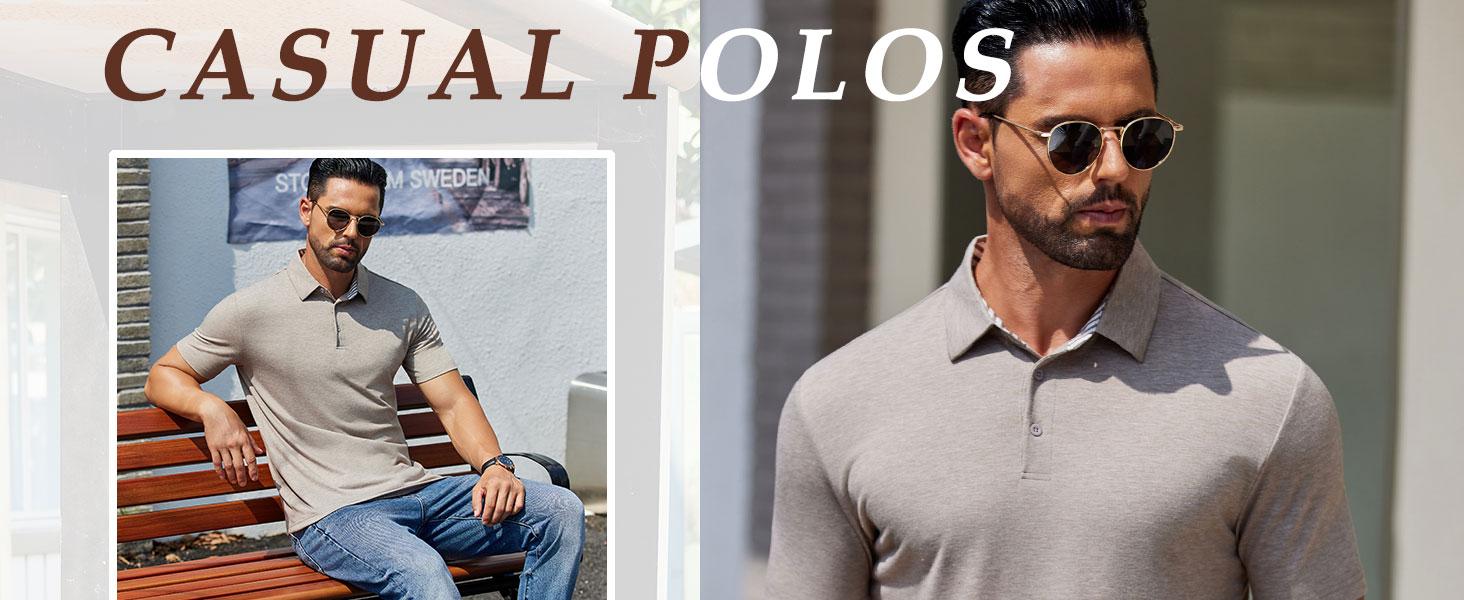 COOFANDY Men's Shirts Golf Polo Shirts Short Sleeve Moisture Wicking Basic Tee Summer Casual Polo Shirts