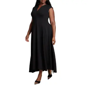ELOQUII Women's Plus Size Notch Seam Detail Ponte Dress