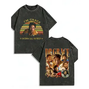 100% Cotton Vintage Graphic T-Shirt Dr Grace Rocky Movie Theme Summer Casual Wear Fashionable Street Retro Style
