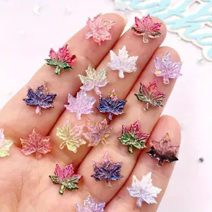 30pcs Mixed Resin Glitter Mini Crystal Colorful Maple Leaves Art Flat back Rhinestone Applique DIY Wedding Scrapbook Jewelry Decor Crafts Accessories