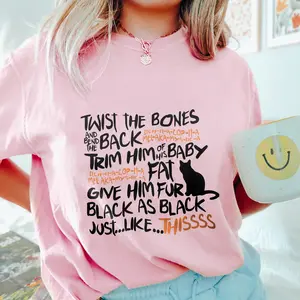 Hocus Pocus Shirt – “Twist the Bones” Spell Quote Tee with Black Cat, Funny Witchy Halloween TShirt for Spooky Season, Magic Lovers, Sanderson Fans