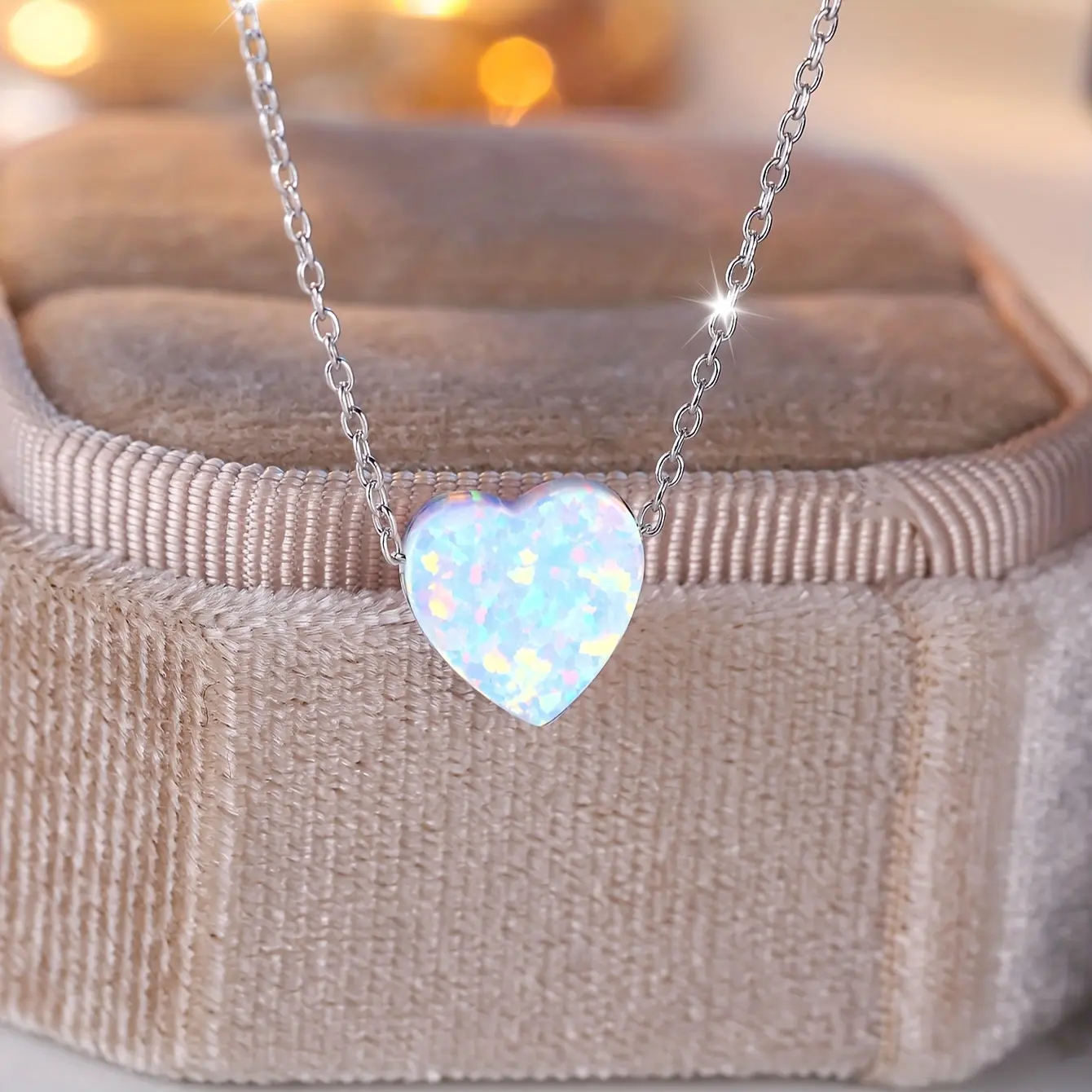 Women's 925 Sterling Silver Heart Opal Pendant Necklace - Minimalist Love Symbol Jewelry, Female Birthday Gift Ideas