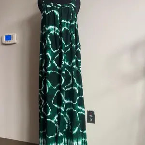 Bright Comfy Free Flowing Maxi Gown in Multicolor Abstract Print Sleeveless Wide Strap Loose Fit Casual Breezy Homewear Dress with Matching Headscarf - Fabric