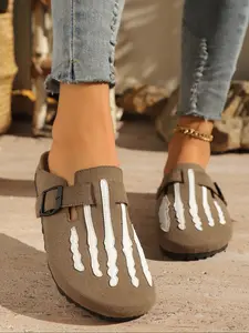 Fashion Open Toe Half Slippers for Women, New Style Forest Girl Wind No Back Slip-On Sandals, Versatile Birkken Lazy Slippers, Mule Shoes, Casual Shoes Clogs