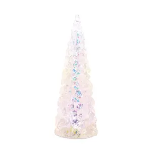212 MAIN Melrose 94018DS 13.5 in. Plastic LED Light Tree with Iridescent Shine, 6-Hour Timer, 3 AA Batteries Not Included, White/Blue/Pink Colors, Festive Home Decoration
