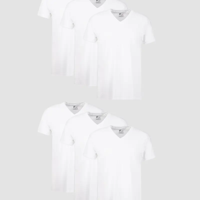 Hanes Men's Undershirt Pack V-neck Moisture-wicking Cotton With Odor Control 6-pack Underwear Multi Comfortable Fit Soft Stretch Fabric Breathable 777vp6