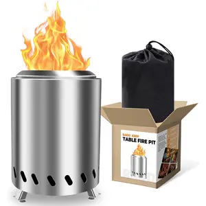 Tabletop Fire Pit - Smokeless 6 Inch Table Top Firepit for Outside Small Portable Fire Pits with Carry Bag Mini Pellet Stove for Camping Backyard Patio Garden Picnic