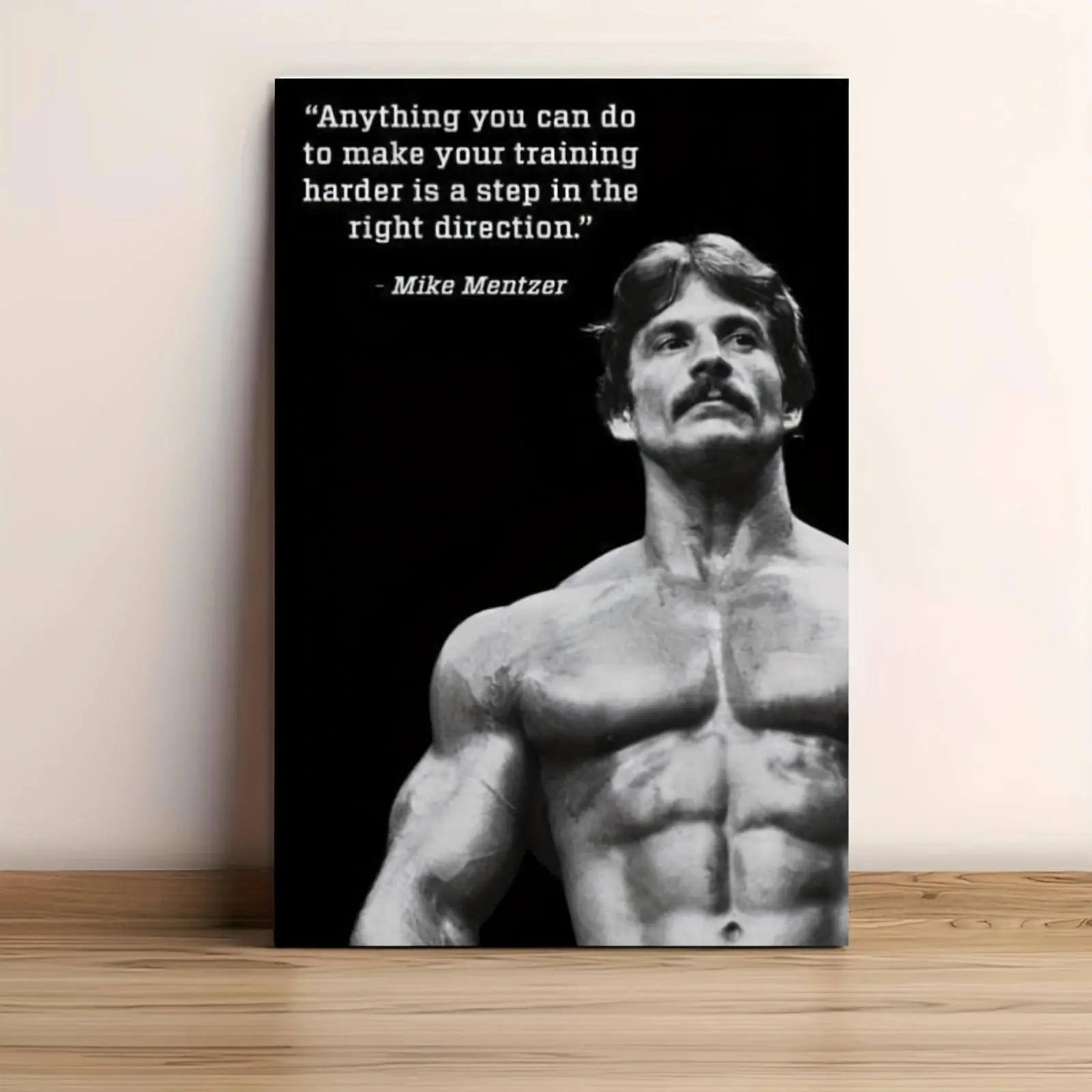1pc Frameless Bodybuilder Canvas Print - High-Quality Black & White Motivational Fitness Art with Quote Text - Home Supplies for Gym, Man Cave Decor, Kid Room - Ideal for Fitness Enthusiasts, Wardrobe Accent