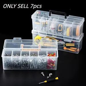 7pcs Tool Parts Storage Box, Multi-Compartment Transparent Organizer, Home Screw Wrench Hardware Sorter, Toy Organizer, Portable Divider, Tool Storage Organiser