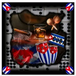 Cuban Drum Design Domino Table with Beautiful Flag Cup Holder for Outdoor Games and Gatherings