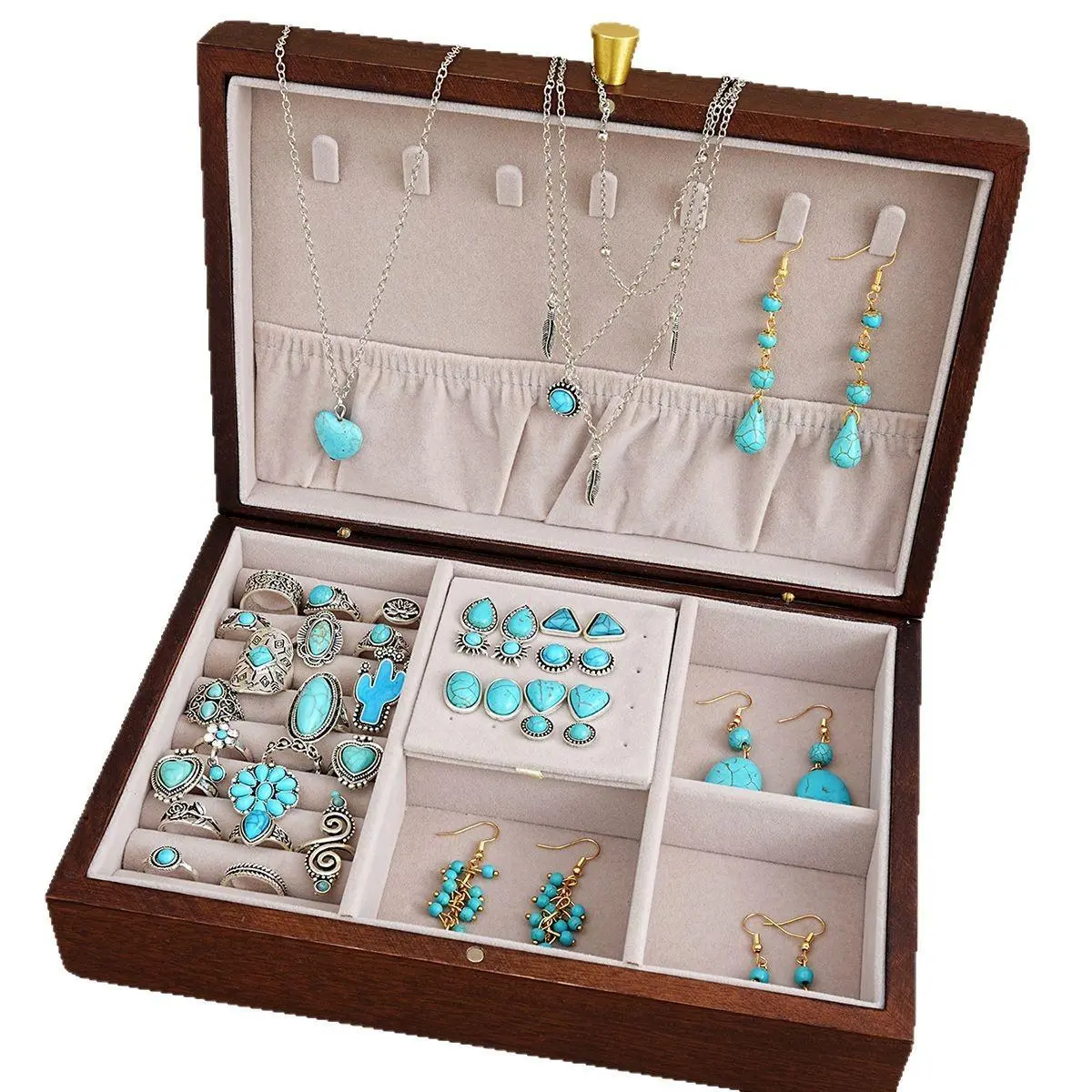33-piece set including necklace, earrings and ring | Bohemian West Jewelry Set, adorned with elegant turquoise, perfect for everyday wear, party accessories and casual date ladies' accessories (box not included).