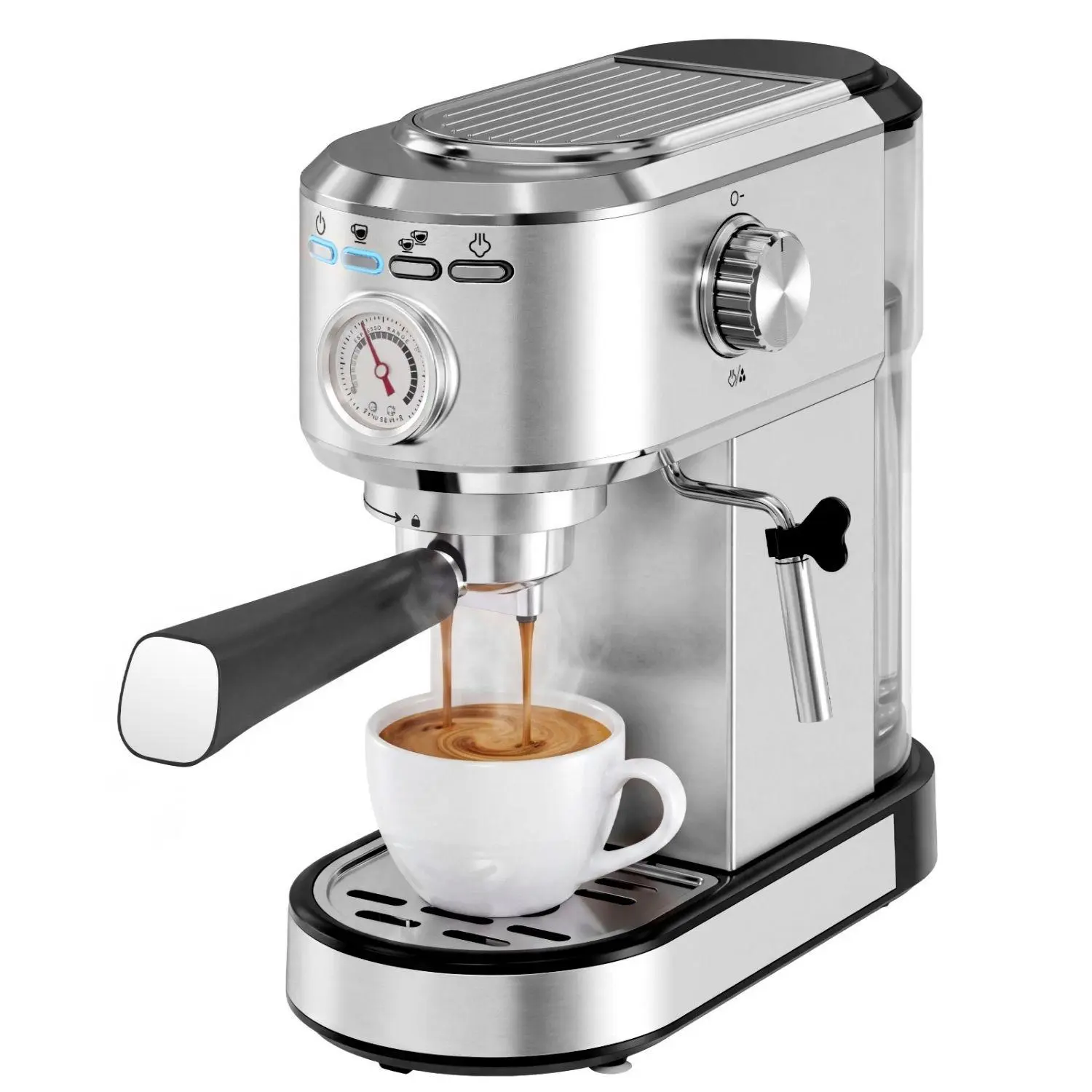 Compact Espresso Coffee Machine with 4 Modes – 20 Bar Pump, Steam Wand & NTC Temperature Control for Latte, Cappuccino & Americano
