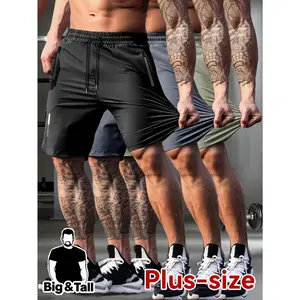 Men's oversized drawstring zipper pocket sports shorts Summer loose breathable high elasticity fitness running casual shorts Multi colored plus size straight tube multi pocket outdoor commuting sports shorts
