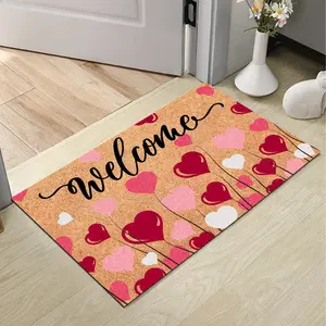 Mother's Day Doormat Welcome Mat with Pink Red Heart Balloons Decor Non-Slip Entrance Rug Low Profile Outdoor Indoor Floor Mat Decorative Gift for Mom Grandma Wife Home Entrance Durable All Season Rug