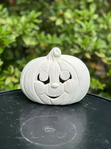 Light Up Pumpkin Ceramic Ready To Paint Halloween Bisque