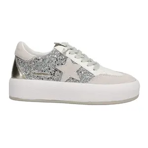 Vintage Havana Womens Ream Slip On Platform Sneakers Shoes Casual - Silver