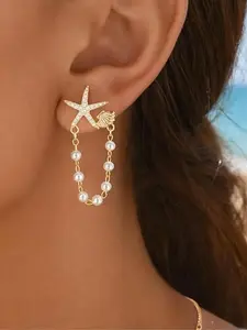 Women's Pearl Water Drop Shell Earrings, Beach Jewelry Accessories, Ocean Style Summer Fashion Accessory, Tropical Degree Earwear
