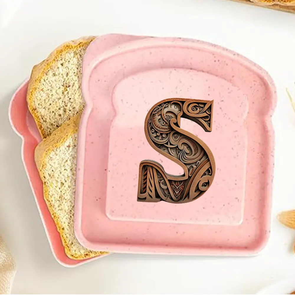 Student Toast-Shaped Bento Box | Large-Capacity Sandwich Container Lunch Box | Dust-Proof for School Breakfasts & Snacks | 26 Letters Wooden Texture Pattern | Ideal Back to School Accessory