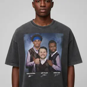 Josh Allen, James Cook & Keon Coleman Buffalo Step Bros Football Shirt - Funny Unisex Tee in Soft Cotton, Vintage Pigment Dyed Heavyweight Relaxed Fit for Casual Streetwear Vibes