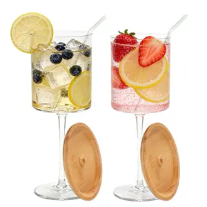 Wine Glass with Charcuterie Topper and Straw Dual Use Cups Topper Appetizer Plates for Mother's Day Spring Garden Party Family Gatherings Bars Restaurants