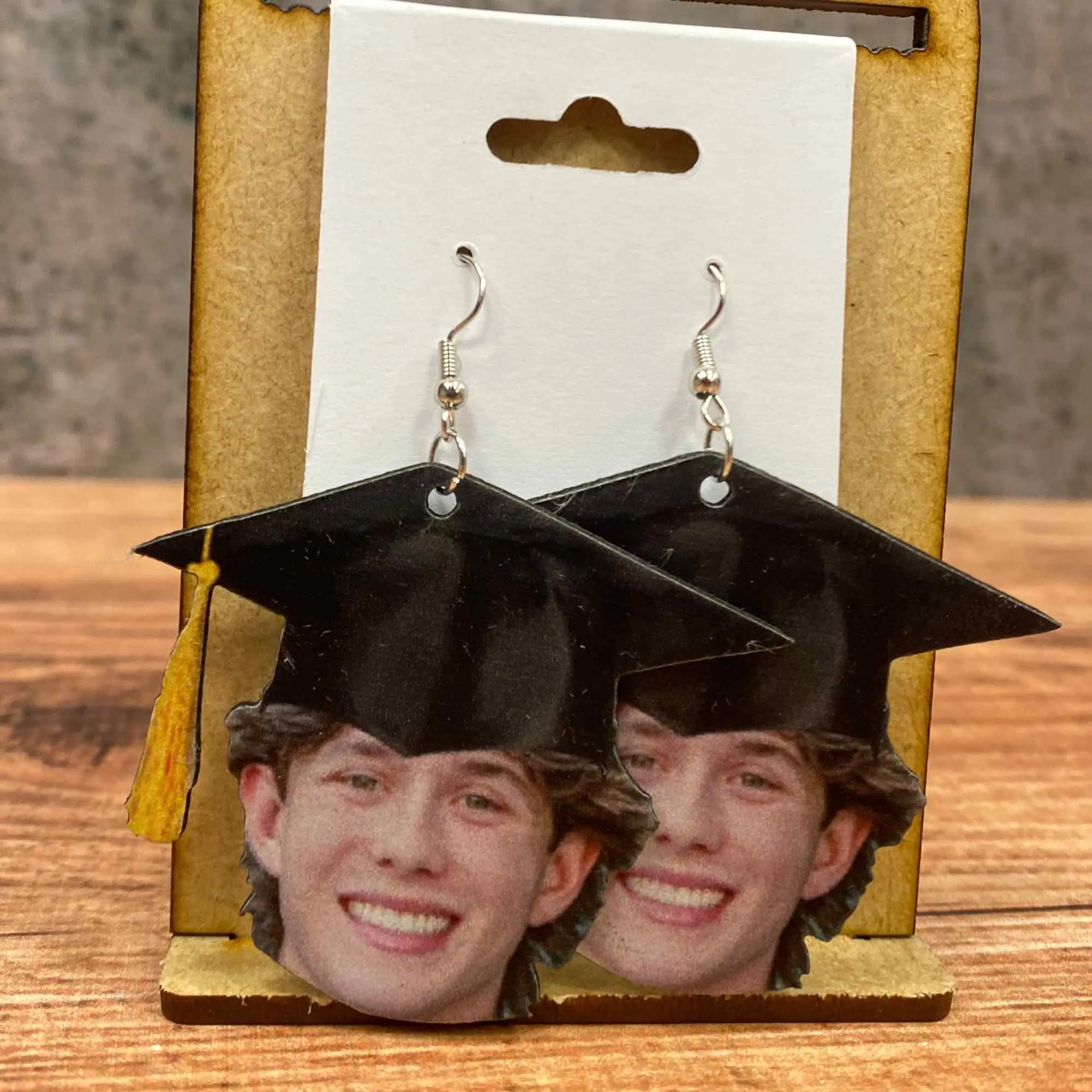 Face Earrings Custom Personalized Graduation Earrings with Kid Face or Picture Unique Photo Jewelry