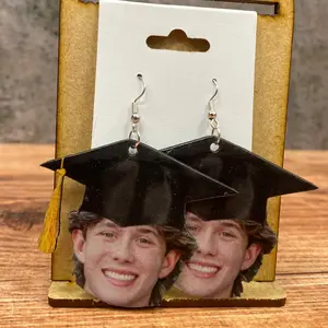 Face Earrings Custom Personalized Graduation Earrings with Kid Face or Picture Unique Photo Jewelry