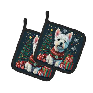 Westie Christmas Pair of Pot Holders