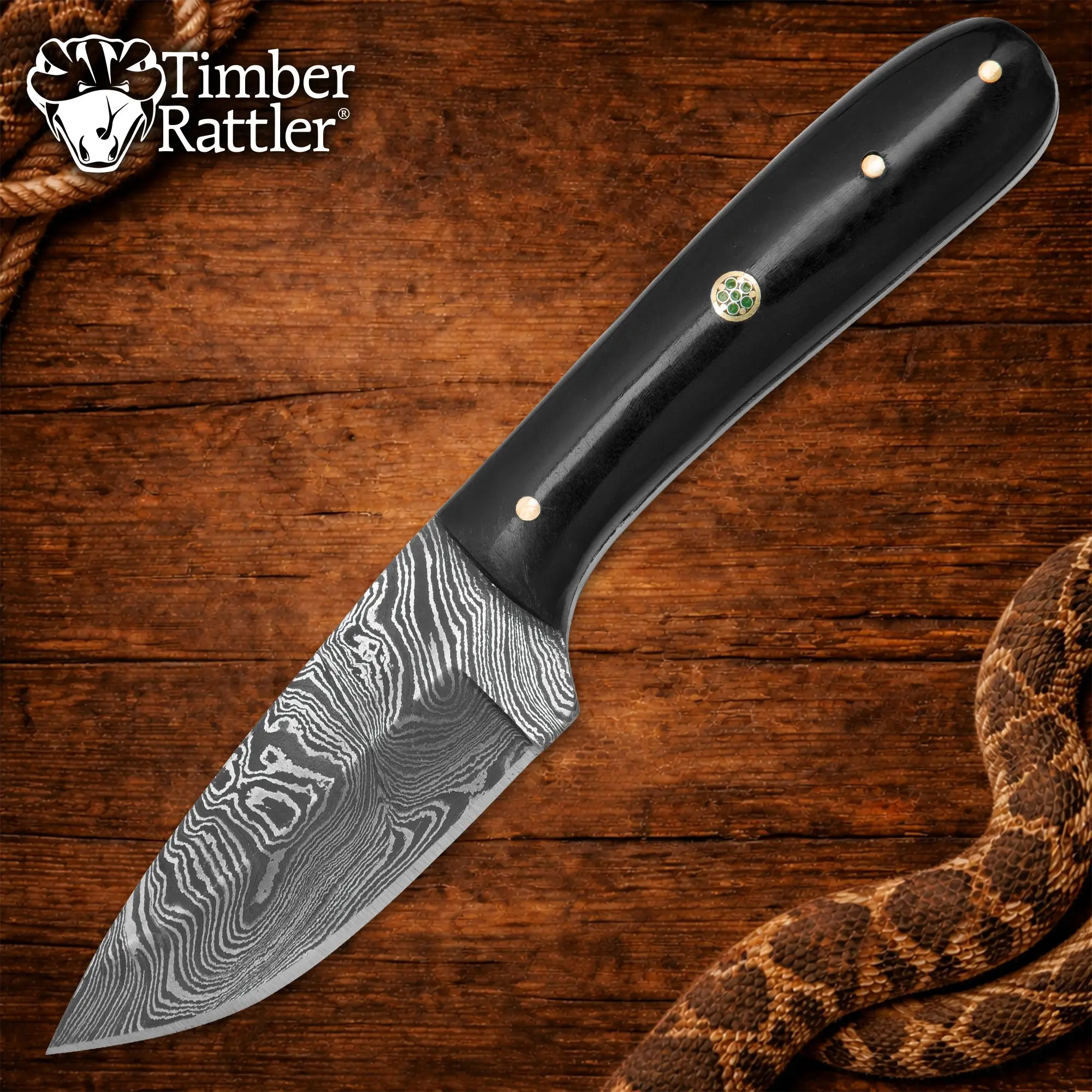 Timber Rattler Terra Preta Damascus Fixed Blade Knife