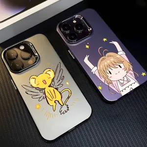 Anime C-Card Captor Sakura Cute Gril Phone Cases For iPhone 17 Promax 16 15 14 13 12 11 Pro Max Plus Air Black White Purple Green Matte Laser Metallic Aurora Funda Shockproof Cover Protection Best Gift of Birthday Christmas Halloween