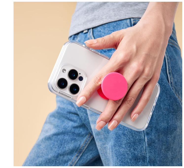 PopSockets Phone Grip with Expanding Kickstand, Adhesive Grip - Neon Pink