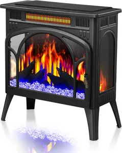 Electric Fireplace Heater Portable Electric Fireplace Stove Heater Indoor, BLACK FRIDAY SUPER DEALS, 12 Flame Colors,12 Flame Bed Colors,5 Flame Brightness,5 Flame Speeds,Control The Temperature