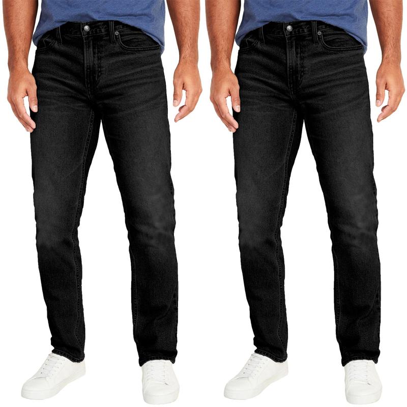 Men's 2 Pack Flex Stretch Slim Straight Jeans with 5 Pocket (Sizes, 30-42)