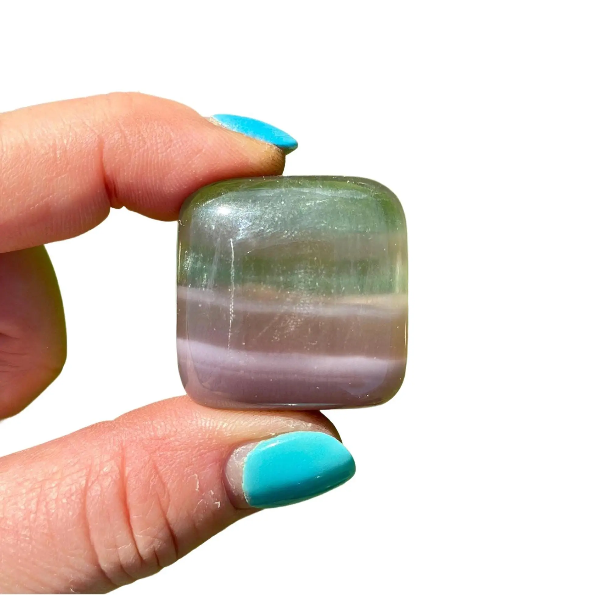 Yttrium Fluorite Worry Stone - Polished Lavender Fluorite Crystal