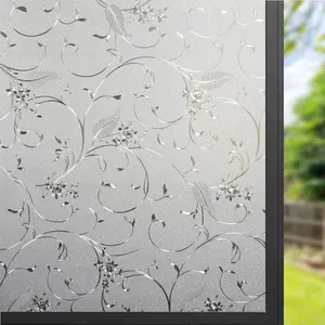 Window Privacy Film, 1 Roll Frosted Glass Film, Static Cling Sun Heat Blocking Window Clings, Opaque Frosting Coverings Tint for Home Door, Decor, Glass Sticker